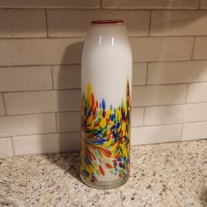 Murano Style Handblown Confetti Glass Vase